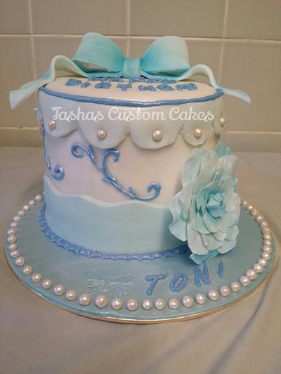 Pretty blue Ombre cake - Cake by Tasha's Custom Cakes