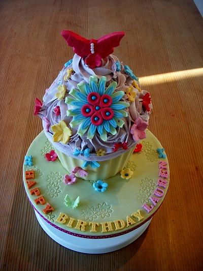 Floral Giant Cupcake - Cake by Beside The Seaside Cupcakes