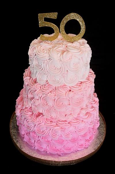 Pink Ombre Rosette Cake - Cake by Jewell Coleman