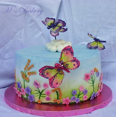 Flowers and butterflies - Cake by M's Bakery