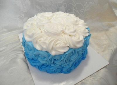 Blue Ombre Rose Cake - Cake by Sugar Me Cupcakes