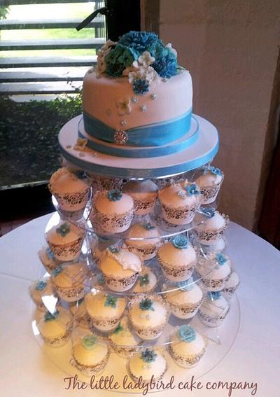 Wedding Cake and Cupcake Tower - Cake by The Little Ladybird Cake Company