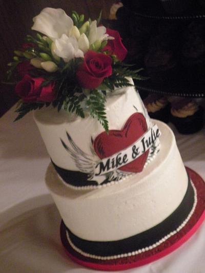 Heart "Tattoo" Wedding cake - Cake by Dani Johnson