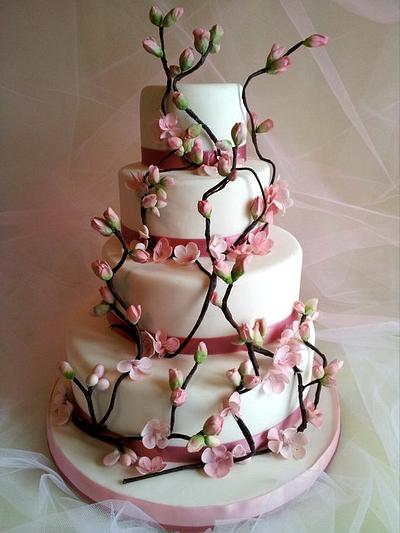 Torta con fiori di pesco ....é primavera - Cake by lorella magni