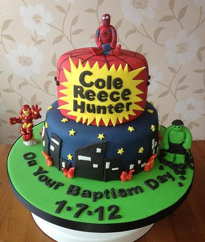 Kapow! Baptism cake - Cake by Carrie