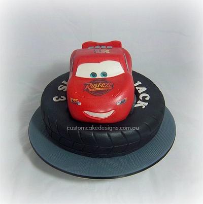 Lightning McQueen & Tyre Cake - Cake by Custom Cake Designs