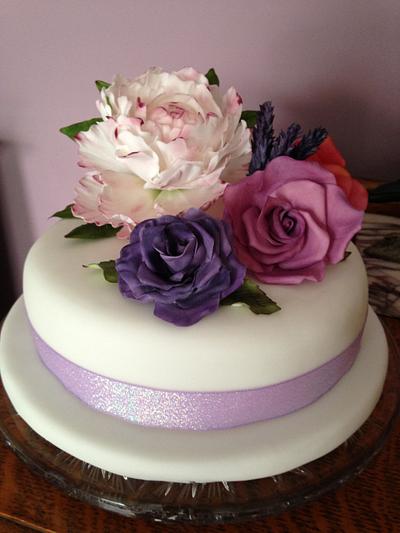Mum & Dads Anniversary Cake - Cake by mysugarflowers