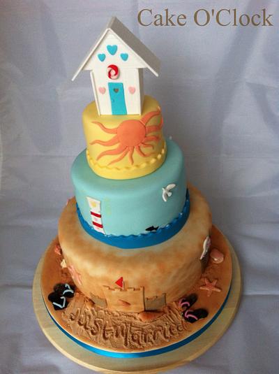 Fun Seaside Themed Wedding Cake  - Cake by cakeoclock