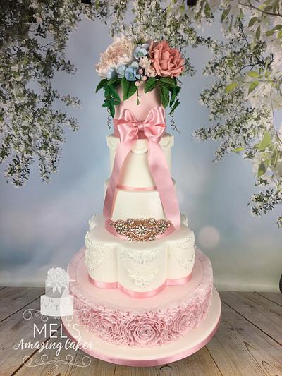 Pink ruffles wedding cake  - Cake by Melanie Jane Wright