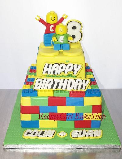 Lego Birthday Cake for Twin Boys - Cake by Maria @ RooneyGirl BakeShop