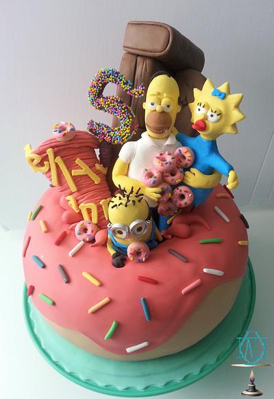 simpsons, minion n donut doh! - Cake by ann