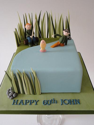 Fishing style cake with long grass - Cake by Krumblies Wedding Cakes