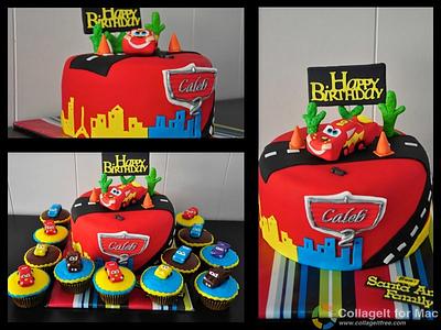 Cars Cake and cupcakes - Cake by Donna