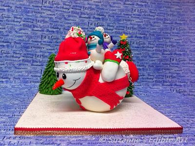Sliding snowman - Cake by Suzanne Jackman