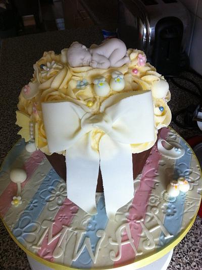 Baby Shower Giant Cupcake - Cake by Kayleigh 