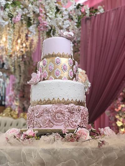Pink & Gold Wedding Tiers - Cake by MsTreatz
