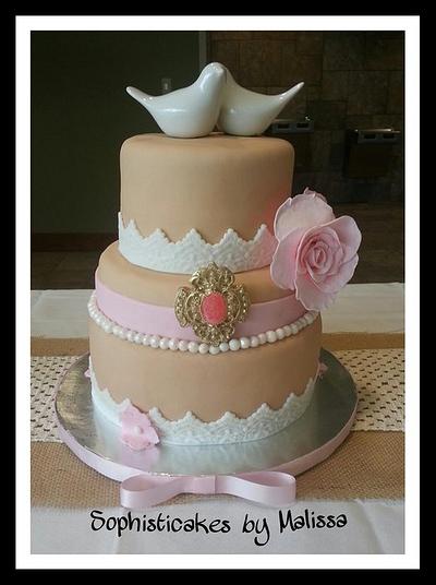 Champagne and Blush Vintage Bridal Shower Cake - Cake by Sophisticakes by Malissa