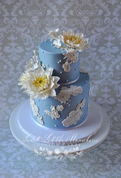 Dahlia's and Lace Birthday Cake  - Cake by Stephanie