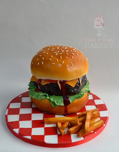 Hamburger and fries!  - Cake by Karen Keaney
