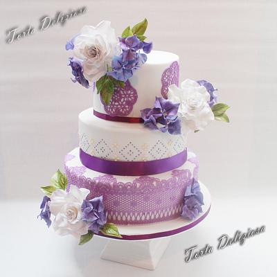 Purple Lace Wedding cake  - Cake by Torta Deliziosa