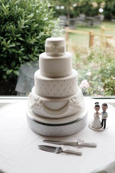 Swagged and quilted wedding cake - Cake by Angel Cake Design