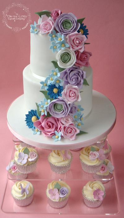 Floral Cascade Wedding Cake - Cake by Amanda’s Little Cake Boutique
