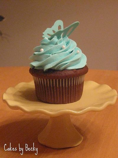 Teal Butterfly Cupcake - Cake by Becky Pendergraft