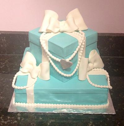 Tiffany bridal shower cake and cupcakes - Cake by Chrissa's Cakes