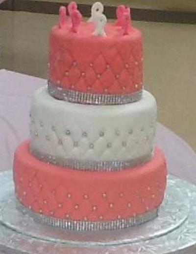 Pink Diamond Pattern Cancer Survivor Cake - Cake by givethemcake
