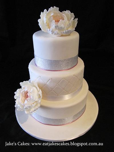 Peony wedding Cake - Cake by Jake's Cakes