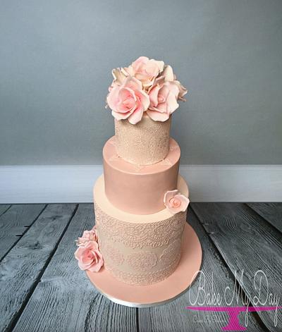 Classic rose & lace - Cake by Bake My Day Acadiana
