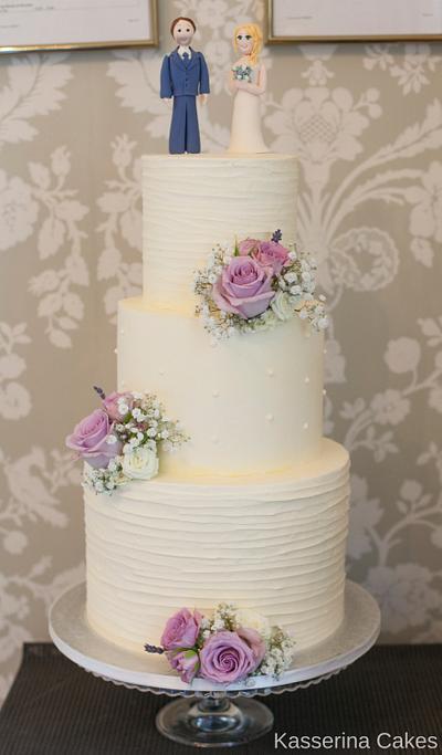 Buttercream 3 tier with Bride and Groom toppers - Cake by Kasserina Cakes