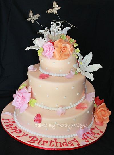 Topsy Turvey Floral Cake - Cake by KellieJ75