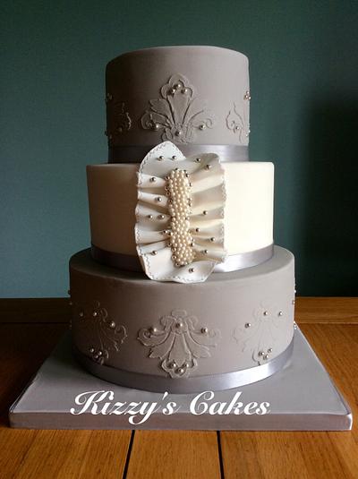 Grey on Grey Wedding Cake - Cake by K Cakes