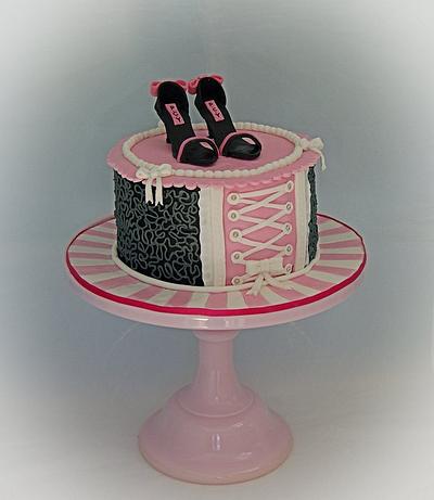 Corset and Kitten Heels - Cake by Fantail Cakes