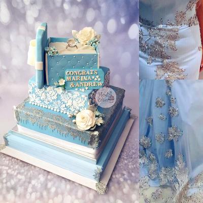 Royal Dress-Like Engagment Cake💎💙 - Cake by Hend Taha-HODZI CAKES