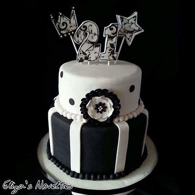 Black and White 21st cake - Cake by Eliza's Novelties