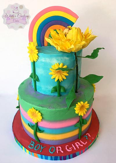 Sunflowers and Rainbows  - Cake by Sabrina - White's Custom Cakes 