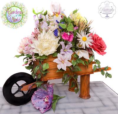 Floral wheelbarrow - Gardens of the World Collaboration - Cake by Butterfly Cakes and Bakes