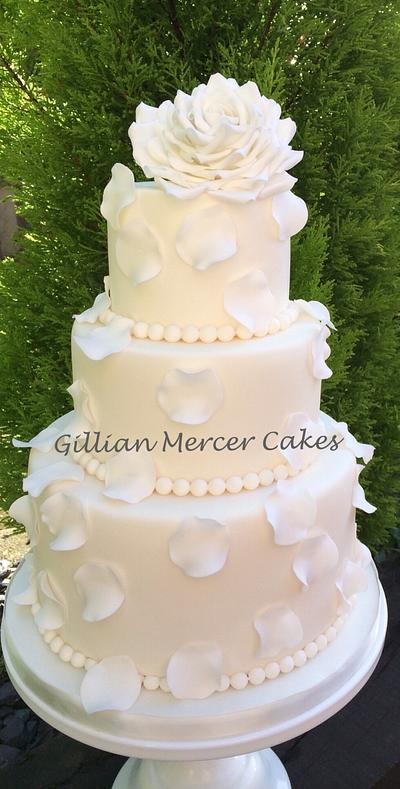 Petals and pearls white wedding cake - Cake by Gillian mercer cakes 