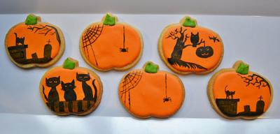 Halloween painted pumpkin cookies - Cake by Jennifer Cobb
