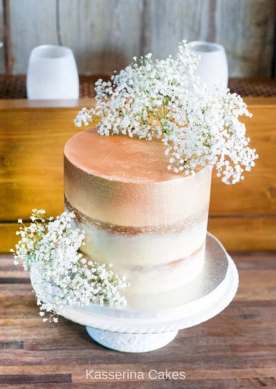 Single tier semi-naked cake with gold ombre - Cake by Kasserina Cakes