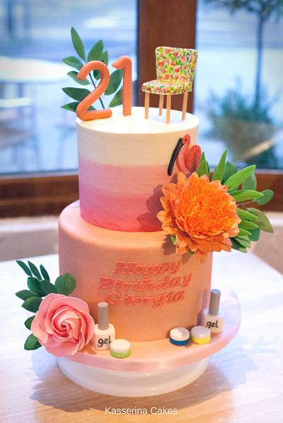Tropical 21st birthday cake - Cake by Kasserina Cakes