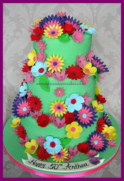 60's Flower Power - Cake by Mel_SugarandSpiceCakes