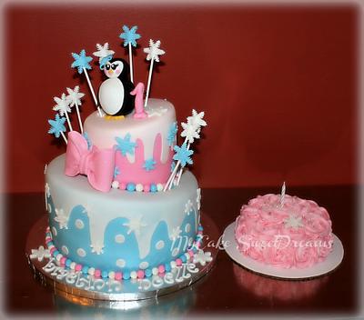 Winter Onederland Penguin 1st Birthday Cake - Cake by My Cake Sweet Dreams