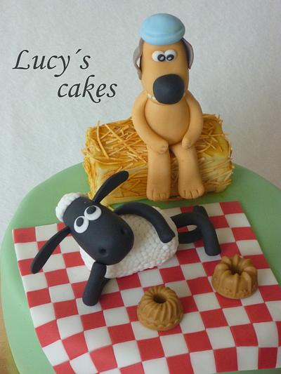 Sheep Shaun and Bitzer - Cake by Lucyscakes