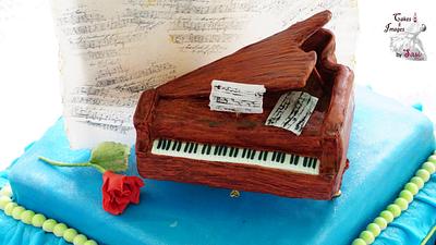 A Piano &  a Saxophone: A Double sided 16th Birthday Cake. - Cake by CakesbySasi