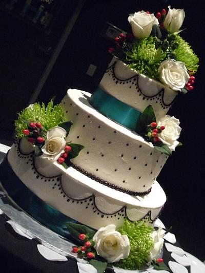 Teal and Black Wedding Cake - Cake by Cathy Leavitt
