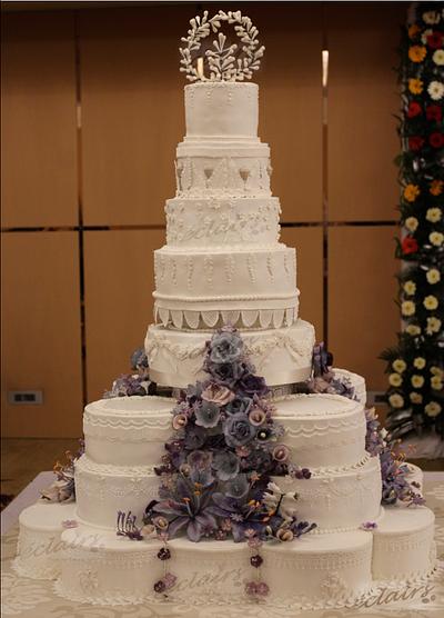White Wedding Cake with a kiss of Lavender! - Cake by Anu