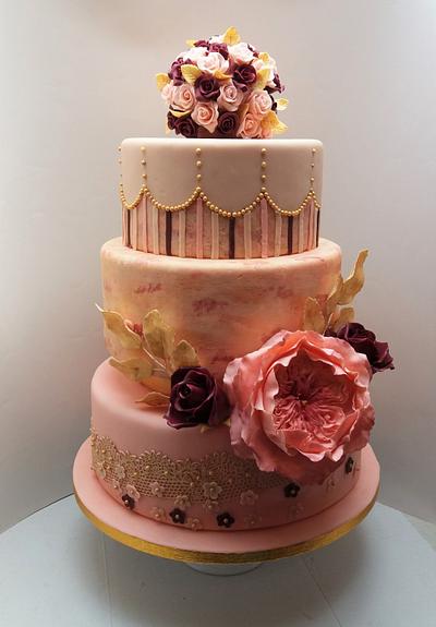Wedding cake with David Austen (English) rose - Cake by Darina